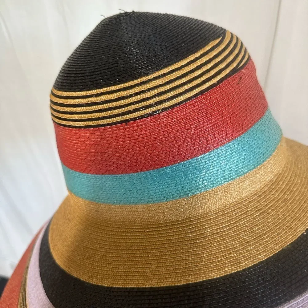 Frank Olive Private Collection vintage 1970’s colorful wide brim straw hat - Picture 5 of 6
